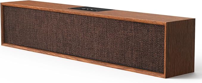 Retro Computer Speakers - Wooden Sound Bar with Bluetooth 5.3 &amp USB Connectivity | Universal Compatibility for PC Desktop Laptop Monitor Tablet &amp Smartphone