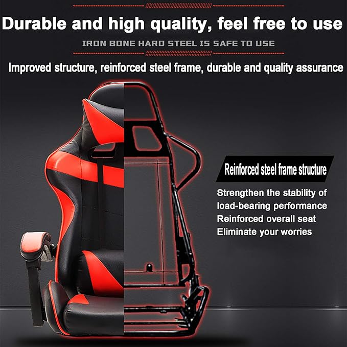 Office Chair Gaming Chair Computer Chair Andrgonomic Swivel Computer Chair with Headrest FootrestHigh Back Gaming Chair Racing Game ChairHeight Adjustable Gamer Chair PU Leather Office Cha