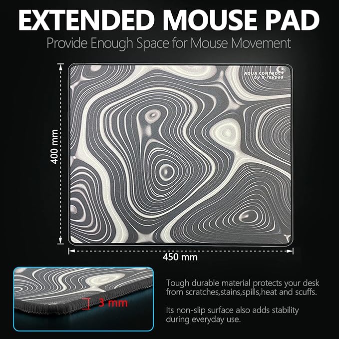 X-Raypad Aqua Control Plus ROB Gaming Mouse Pad Ultra-High Precision Mouse Pad with Perfect Speed and Control Capability Consistent X and Y Glide Designed for Fps Players with Low DPI Requirements