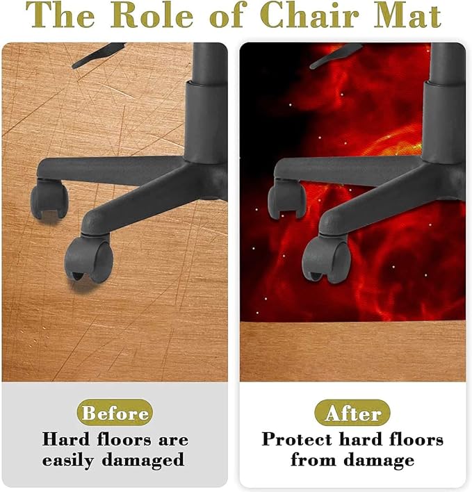 Scarlet Black PU Leather Office Chair Mat for Hardwood&ampTitle Floor Galaxy Design Anti Slip Floor Protector for Home Office Fantasy Art Diameter 47.2 in