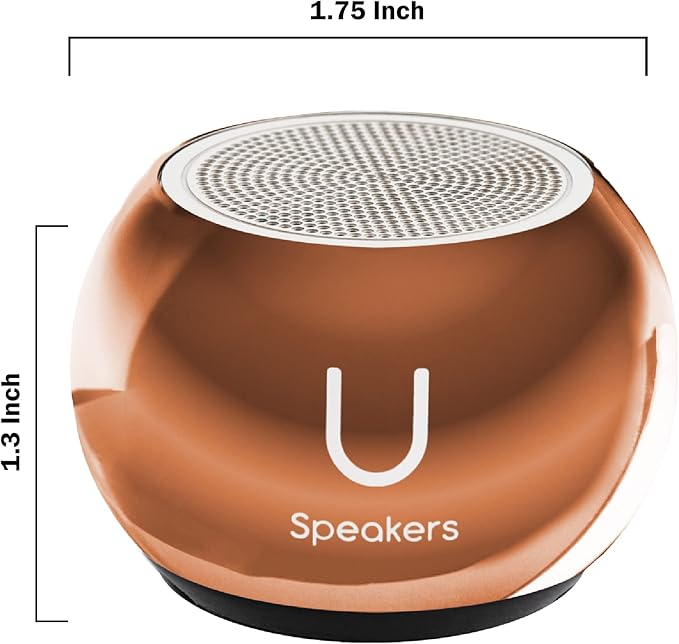 Fashionit U Speakers Mini Bluetooth Computer Speaker 2-Pack Bundle with Matching Speaker Built-in Mic &amp Selfie Remote Control for Workspace Desktop Laptop Mobile Tablet PC - Mirror Rose Gol