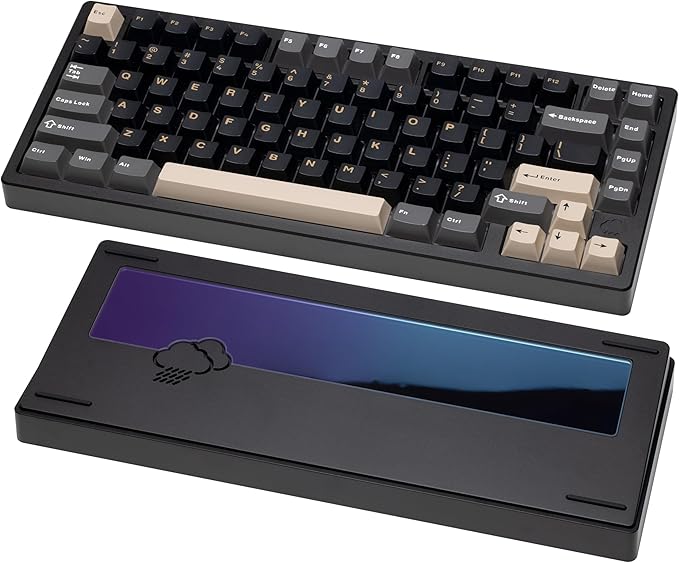 KEEBMONKEY WOBKEY Rainy 75 CNC Aluminum HMX/JWK/Cocoa Switches Triple-Mode Connectivity Mechanical Keyboard with Superior Acoustics No RGB/PP/Gradient Glass/3500mAh/Violet Switch (Lite - Black)