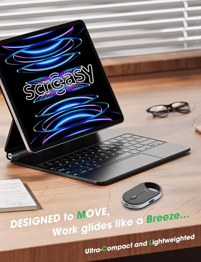 SCROEASY---The Mouse Revolution Simply Press to Scroll | Small &amp Slim | 4-Levels DPI | 4-L Scrolling Speed | Silent | Dual Bluetooth/2.4G/USB | Portable Wireless Mice for Notebook Laptop PC (Wh