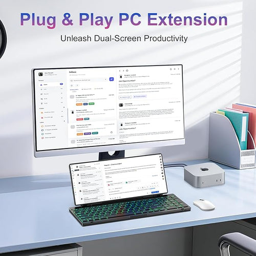 12.8 Portable Touchscreen Keyboard Screen Extender with Silent Keyboard USB-A Type-C Monitor for Laptop Desktop Mini PC MacBook(Driver Need)