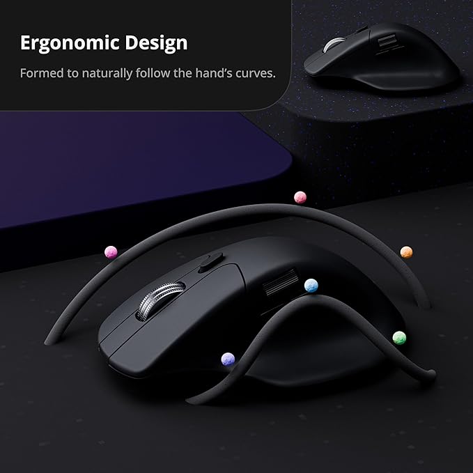 Keychron M6 8000 Hz Wireless Bluetooth 2.4 GHz/Wired Connection Mouse Lightweight Body Programmable PixArt 3950 Sensor for Windows Mac Linux - Black