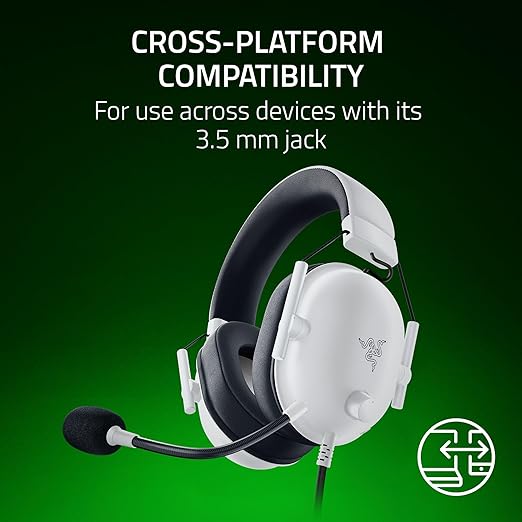 Razer BlackShark V2 X Xbox Gaming Headset: 50mm Drivers - Cardioid Mic - Lightweight - Comfortable Noise Isolating Earcups - for Xbox Series X Series S PS5 PC Switch via 3.5mm Audio Jack - White