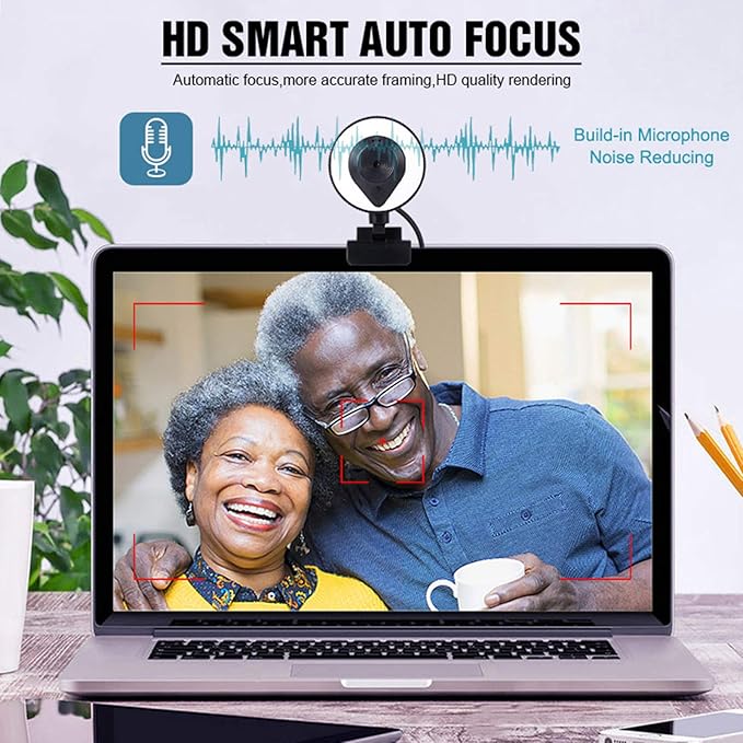 1080p Webcam AutoFocus 2K Adjustable Brightness Web Camera with Stereo Microphone and Tripod for Live Streaming Distance Education Video Conferencing Webcast As