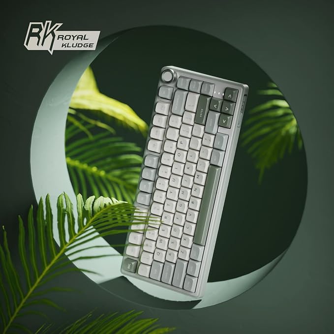 RK ROYAL KLUDGE R75 Mechanical Keyboard Wired with Volume Knob 75% Keyboard Gasket Mounted RGB Backlit Creamy Keyboard with MDA Profile PBT Keycaps Hot Swappable Pre-lubed Tactile Switch