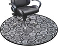 Lilac Black Gray Round Rug Contemporary Modern Boxes Easy Cleaning for Home OfficeLiving RoomBedroomKitchen Non Shedding Area Rug Round Shape Leaves Balls Floral Diameter 55 in