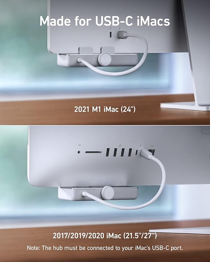 Anker USB C Hub 535 USB C Hub (5-in-1) with 2 USB-A 10 Gbps Data Ports USBC 10 Gbps Port SD and microSD Card Reader for iMac Pro/iMac 24 inch 2021 / iMac 27 inch / 21.5 inch