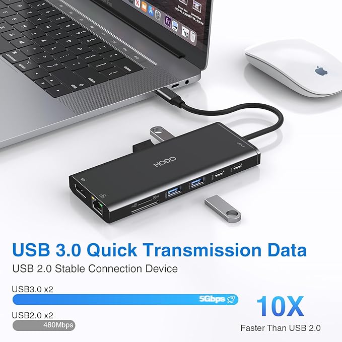 Dell HP USB C Docking Station - Dual/3 Monitor Triple Display 2X HDMI 4K DP Ethernet 6 USB PD SD/TF Audio Adapter 14 in 1 for Lenovo