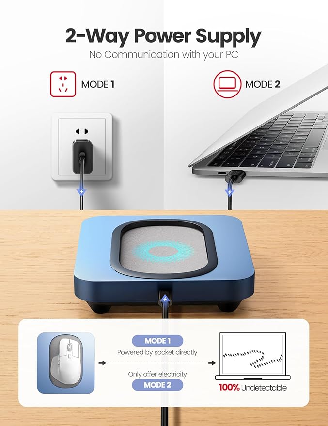 Vaydeer Enlarged Turntable Mouse Mover Max 3 Mouse Jiggler with Adjustable Intervals User-Friendly Buttons and LED Display Mouse Shaker Wiggler to Keep Your PC Awake