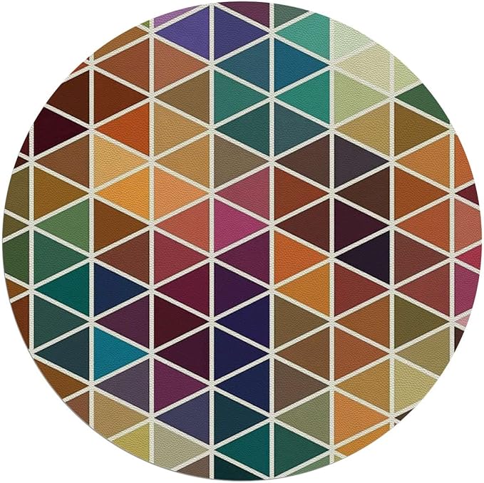 Blue Purple PU Leather Chair Mat Office Protector for Hardwood Floors 80s Memphis Zigzag Anti-Slip Floor Protection Mat Multi-Purpose Chair Carpet for Desk Geometric Diameter 47.2 in