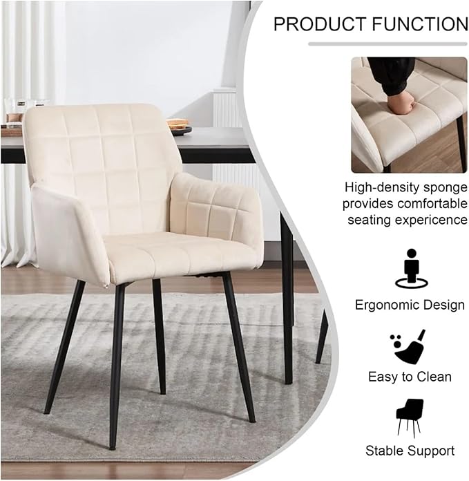 Adjustable Office Computer Chair with Armrest 1pcs Velvet Comfortable Upholstered Kitchen Dining Chairs with Armrests Easy to Assemble