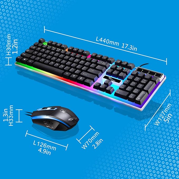 Gaming Keyboards and Mouse 1 Set G21 Wired Keyboard Sensitive Plug Play ABS RGB Backlight 1600dpi Mouse for Computer