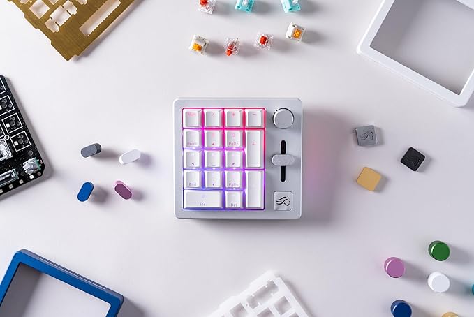 GLORIOUS GMMK Mechanical Numpad- 10 Key USB Programmable Keypad - Hot Swappable Volume Control RGB Backlit Wired &amp Wireless Bluetooth - Laptop &amp Keyboard Accessories- White