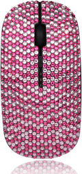 WONGS Luxury Full Stars Pink Crystal Rhinestone Rechargeable Slim Silent 2.4G Wireless Mouse for Laptop Computer Cute Graphics Design Diamonds Mouse - Full Star
