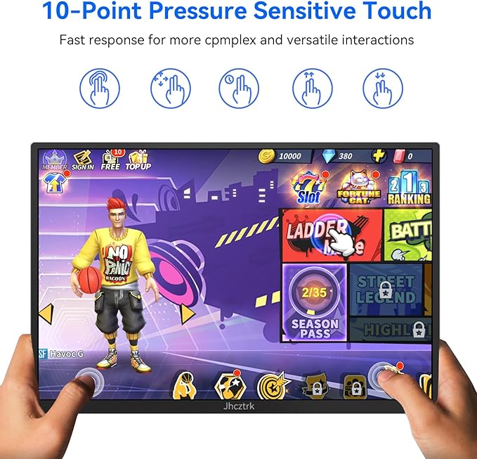 Touchscreen Portable Monitor 14 Inch IPS Slim Travel Screen FHD 1920X1200 HDR FreeSync Bezel Less USB-C Computer Monitor with Cover Stand and Speakers for Laptop PC Mac Surface PS4/5 Xbox