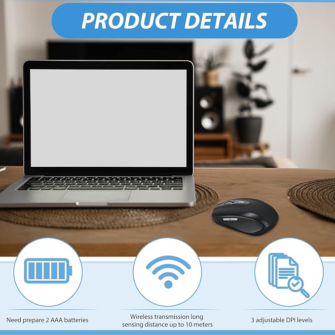Macarrie 20 Pack Wireless Mouse for Laptop 1200dpi Wireless Computer Mouse Bulk with 6 Buttons Included USB Receiver Compatible with Windows Pc Computer