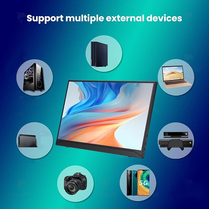 EBTOOLS Laptop Screen Extender 15.6 Inch 1080P 60Hz Portable Monitor Second Screen with Type C HDMI Interface 178 Viewing Angle Built in Dual Speakers