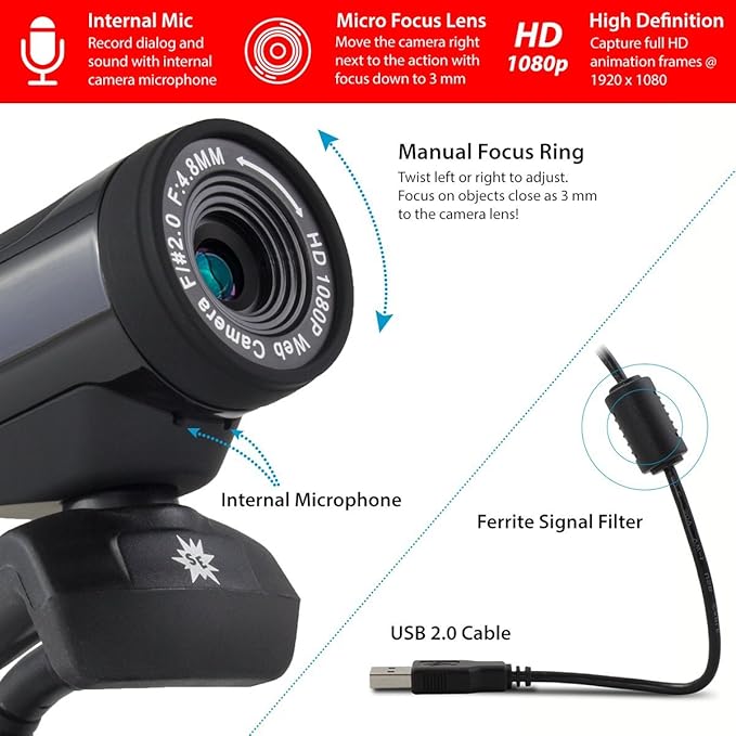 Complete HD Stop Motion Animation Kit | Stop Motion Animation Software with Full HD 1080P Camera Animation Software &amp Book (Windows &amp OS X)