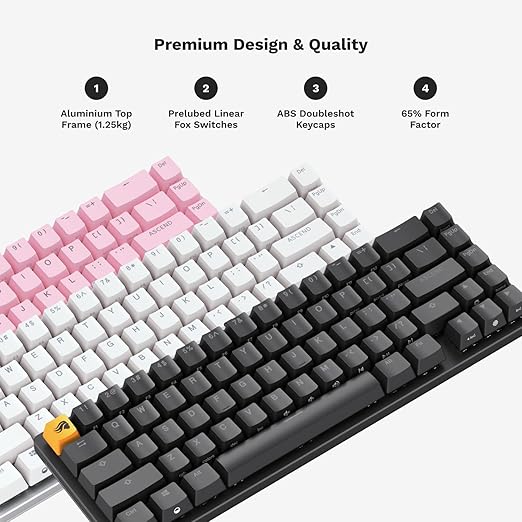 GLORIOUS Gaming GMMK 2 - TKL Mechanical Keyboard - Custom 65% Keyboard - Compact -Hotswap w/Cherry Mx Style Switches - Incl. Double Shot Keycaps &amp Linear Switches - PC Gaming Setup Accessories