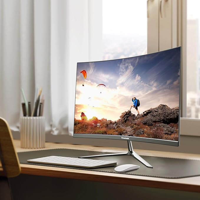 Gawfolk 24.5 Inch Gaming Curved Monitor Built-in Speakers 3000R 120Hz PC Screen Full HD 1080P HDMI 2.0 VGA Wall Mount Compatible 75 * 75mm