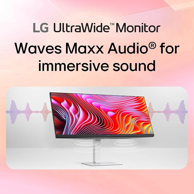 LG 34“ UltraWide IPS Monitor 21:9 WFHD (2560 x 1080) Display 100Hz Refresh Rate VESA DisplayHDR 400 HDR10 Flicker Safe USB Type-C HDMI DisplayPort Height/Swivel/Tilt Adjustable Stand White