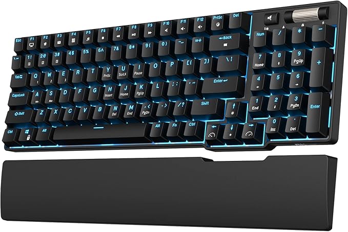 RK ROYAL KLUDGE RK96 90% Triple Mode BT5.0/2.4G/USB-C Hot Swappable Mechanical Keyboard with Magnetic Wrist Rest 96 Keys Wireless Gaming Keyboard with Software Blue Backlight