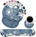 Keyboard Wrist Rest and Mouse Pad Wrist Support Set with Coasters Inspirational Quote She Believed She Could So She Did Wrist Support Mouse Pad with Non-Slip PU Base for Computer Laptop Home Office