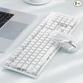 V3 Wireless Keyboard and Mouse with Single Backlit Metal Panel Bluetooth/2.4G Rechargeable Computer Keyboard and Mouse Combo Silent Lighted Full Size Cute Keyboards-White