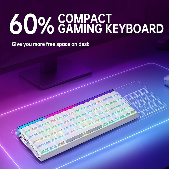 Aula Hero 68 HE 60% Gaming Keyboard Wired Hall Effect Magnetic Switch Keyboard with Adjustable Actuation Fast Trigger Mode 8K Hz Polling Rate 0.125ms Latency RGB Backlit