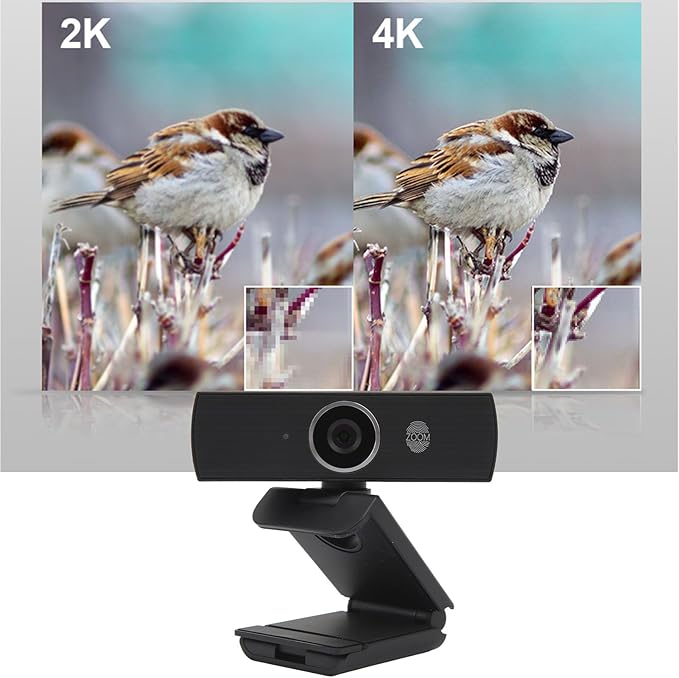 4K USB Webcam with Stand - 8MP UHD 3840x2160 Auto Focus Camera with Built-in Noise Reduction Microphone Wide 90° Angle for Video Conference Streaming and Podcast