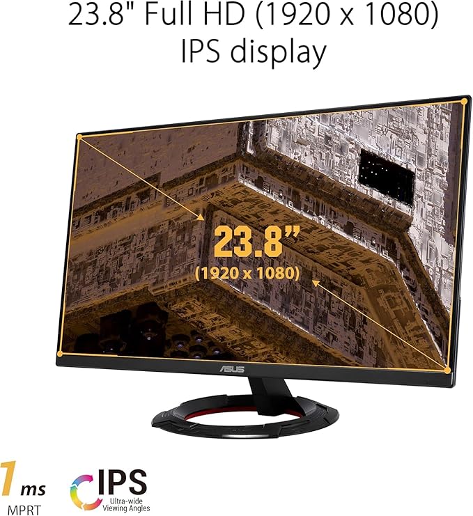ASUS TUF Gaming 23.8’’ FHD (1920x1080) Gaming Monitor IPS 165Hz 1ms VG249Q1RY DisplayPort HDMI Black