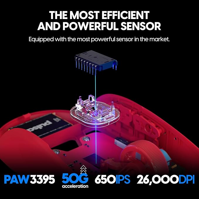 Pulsar Gaming Gears X2 v2 mini Wireless Gaming Mouse Limited Color Edition Ultra Lightweight 1.80 oz (51 g) Symmetrical Optical Switch 26000 DPI PAW3395 Sensor (Mini Wireless Red) (Renewed)