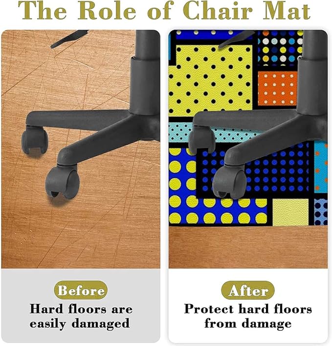 Blue and Green PU Leather Office Gaming Rolling Floor Mat Oriental Moroccan Motifs Computer Gaming Rolling Chair Mat for Home Office Hardwood Floor Moroccan Diameter 59 in
