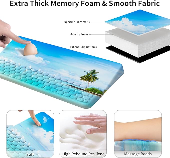 Wrist Rest for Computer Keyboard Keyboard Wrist Rest Ergonomic Keyboards Holder for Easy Typing Working Wrist Pad for Keyboards with Comfortable Wrist Rest for Keyboard Blue