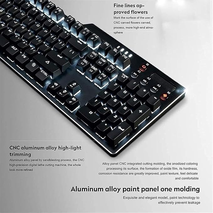 Gaming Mechanical KeyboardWired Gaming Mechanical Keyboard Computer Keypad with Multimedia Knob and RGB Backlight for Laptop PCComputer PC