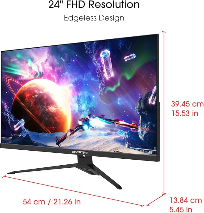 Sceptre IPS 24” Gaming Monitor 165Hz 144Hz Full HD (1920 x 1080) FreeSync Eye Care FPS RTS DisplayPort HDMI Build-in Speakers Machine Black 2020 (E248B-FPT168)IPS 24 165Hz
