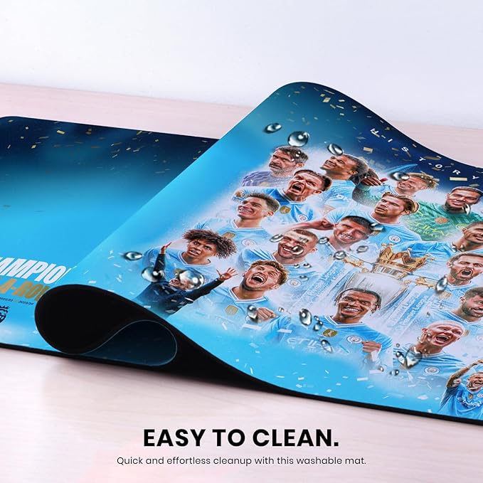 Head Case Designs Officially Licensed Manchester City Man City FC Champions Crest Kits &amp Players 37.4 x 15.75 x 0.16 inches (900 x 400 mm) - XL Gaming Office Desk PC Keyboard Mouse Mat Pad