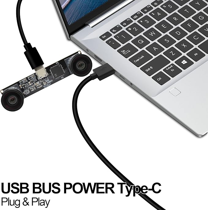 MMlove Monochrome USB Stereo Camera Module with Synchronous Dual Lens and Global Shutter800P 120fps Wide Angle High Speed 3D Webcam for VR Face RecognitionPC/Laptop/Raspberry Pi