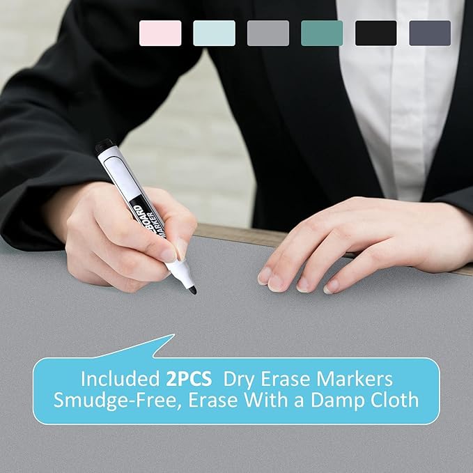 Magnetic Dry Erase Desk Mat for Making Plans31.5x15.7 Writable &amp Erasable Desk Mouse Pad with 2 Markers &amp 2 ClothsWaterproof Writing Desk Pad for Office Home School Classroom (Pale Gray)
