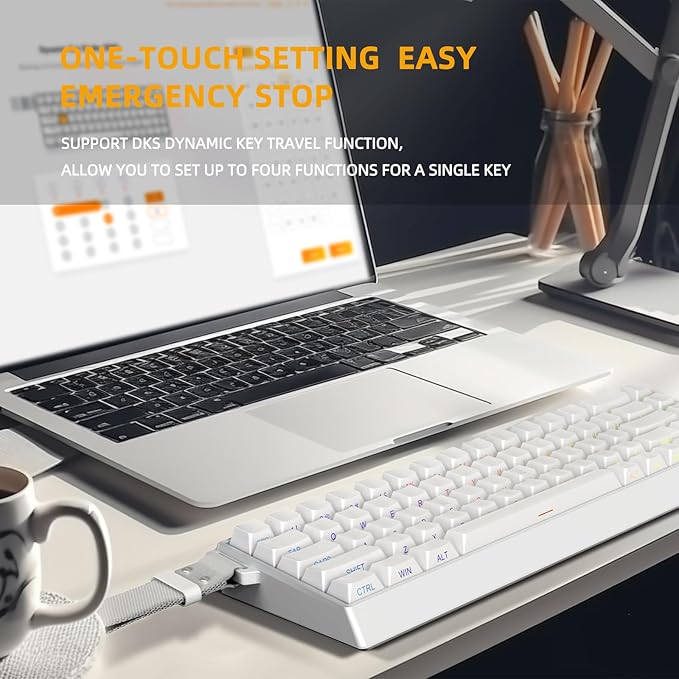 MU68PRO Rapid Trigger Magnetic Switch Keyboard Aluminum CNC Frame 65% TKL Hot Swapped RGB Programmable Wired Gaming Keyboard for Win/Mac Gamer-White