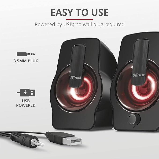 Trust Gemi RGB LED 2.0 PC Speakers for Computer and Laptop 12 W USB Powered Illuminated - Black