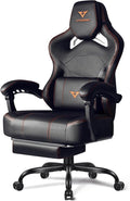 VITESSE Big and Tall Gaming Chair 400lb Weight Capacity with Footrest Ergonomic Video Game Chair for Adults with Oversized Headrest and Lumbar Pillow Computer Chair Gaming for Office (Black+Orange)