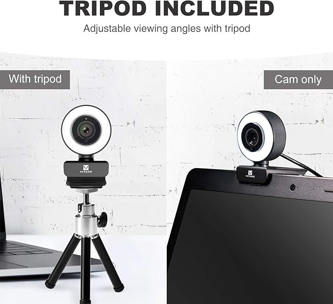 Streaming Webcam 1080P 960A HD Web Camera USB Web Cam for Gaming Conferencing Video Chatting Mac Windows Desktop Computer Laptop Wide Angle Webcam with Ring Light &amp Microphone &amp Tripod