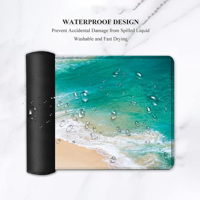 Gaming Mouse Pad and Keyboard Wrist Rest Large Extended Mouse Pad31.5X 11.8Ergonomic Memory Foam Wrist Rest Support+Desk Mat Protectorfor Office/Home Writing Pad Beach Pattern Mousepad