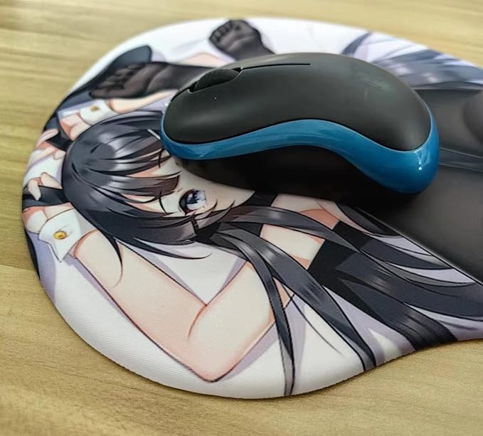 Cute 3D Anime Girl Mousepads Cartoon Furry Gaming Oppai Mouse Pad with Soft Gel Wrist Rest Support Non-Slip Ergonomic Mouse Mat 2Way Skin