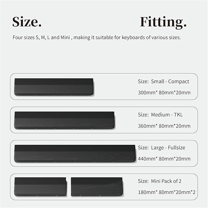 Faluber Wooden Wrist Rest Black Lacquered 17.3-inch Length and 20mm Thickness for Fullsize Keyboard Ergonomic Palm Rest for Mechanical Keyboard Stain Resistant (Fullsize-440mm Black Lacquered)