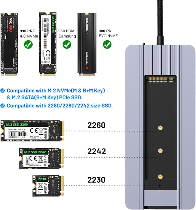 12-in-1 USB-C Hub with 10Gbps M.2 NVMe/SATA SSD Enclosure Support 4K@60Hz HDMI100W PDSD/TF Card Reader1Gbps RJ453 5Gbps USB 3.05Gbps USB-C DATA48kHz Audio Compatible with MacBook Pro/Air/Lenovo
